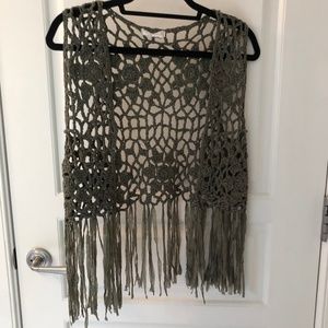 NEW Millau LF Olive Green Macrame Crochet Vest